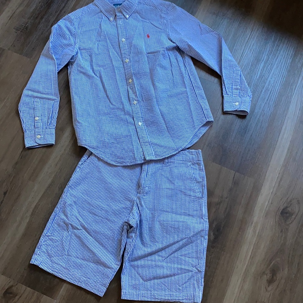 Ralph Lauren Polo seersucker button down shirt and shorts
